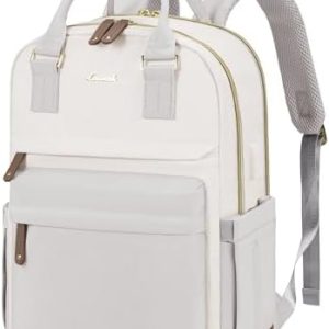 LAVORO LOVEVOOK Laptop Rucksack Wasserdicht für Damen Schul- und Lehrertasche 15,6 Zoll Beige LAVORO LOVEVOOK Wasserabwe
