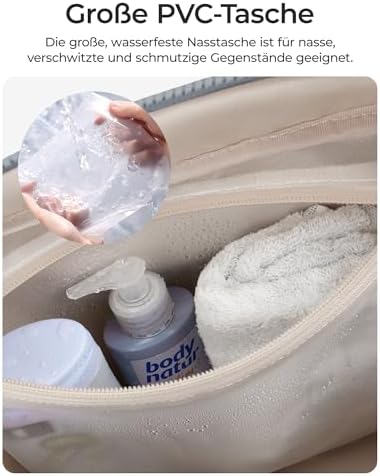 41482hf4k8l. ac 2.jpg Bagsmart Puffer Reisetasche Damen 24L Wasserabweisend Travel Bag Fitness Kamel