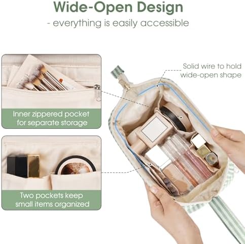 414inifrjnl. ac 1.jpg Narwey Minzgrün Kulturtasche Damen Reise Make-up-Tasche Weit Offene Tasche Kosmetiktasche