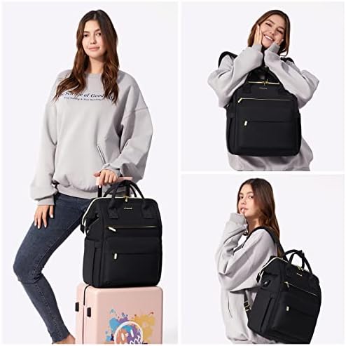 414lzhaeel. ac .jpg LVOOK Rucksack Damen 15,6 Zoll Laptop Schulrucksack Wasserdicht mit USB & Laptopfach, ideal für Arbeit, Schule & Uni, Re