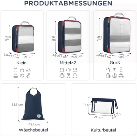 414qtr8qqkl. ac .jpg Cipway Kompression Koffer Organizer Set für Reiseorganizer