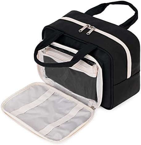 414vv3svqzl. ac .jpg Narwey Damen Waschtasche Groß & Kosmetiktasche für Herren & Kinder (Kleine Graublaue Blume)