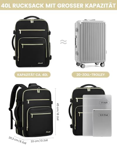 415utlmw4ql. ac .jpg LARGE LOVEVOOK Rucksack Handgepäck Flugzeug, Reiserucksack Damen, 45x36x20 L Laptop 17 Zoll, Beige