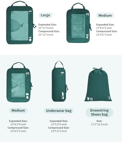 415hxpspmll. ac .jpg ECOHUB 5 Teilige Kompression Koffer Organizer Set für Reiseglobalrecyclemax