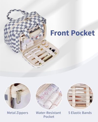 416i83 ylzl. ac .jpg Narwey Damen Waschtasche Groß & Kosmetiktasche für Herren & Kinder (Kleine Graublaue Blume)