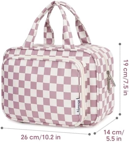 4173mbu6rvl. ac .jpg Narwey Damen Waschtasche Groß & Kosmetiktasche für Herren & Kinder (Kleine Graublaue Blume)