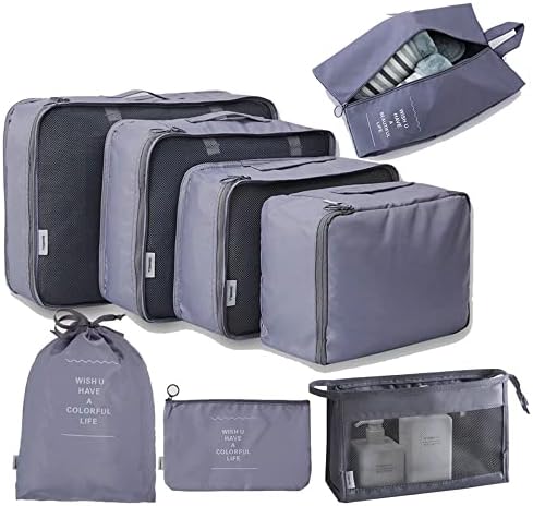 4176wthnsl. ac .jpg LSLANSOON Reiseverpackung für Beige Reisewürfel - leicht und faltbar, perfektes Gepäckaufbewahrungset für Touristen (Bei