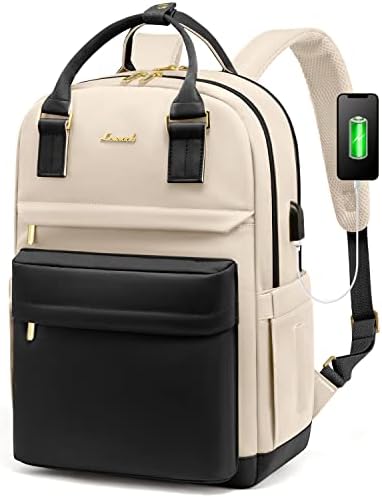 417is9ry2dl. ac .jpg Laptop Schulrucksack LOVEVOOK Damen Wasserabweisend Eleganter Schultasche für Schule Uni Reise Khaki Beige