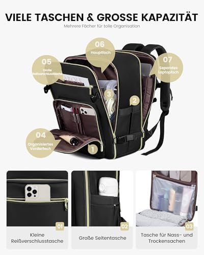 417qs0qshul. ac .jpg LARGE LOVEVOOK Rucksack Handgepäck Flugzeug, Reiserucksack Damen, 45x36x20 L Laptop 17 Zoll, Beige