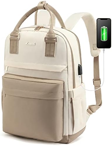 41897nhqx4l. ac .jpg Laptop Schulrucksack LOVEVOOK Damen Wasserabweisend Eleganter Schultasche für Schule Uni Reise Khaki Beige