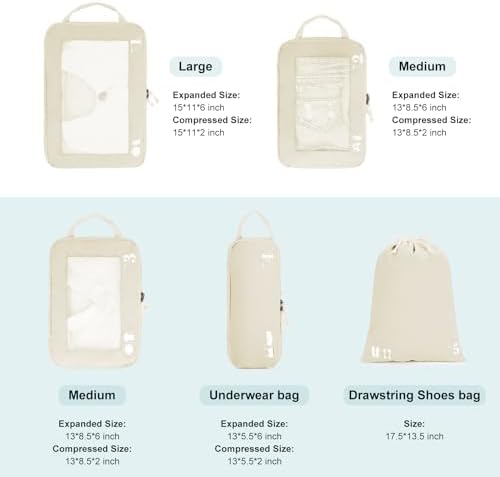 418hkdpcrdl. ac .jpg ECOHUB 5 Teilige Kompression Koffer Organizer Set für Reiseglobalrecyclemax