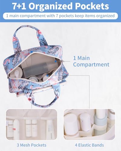 418q0dqfhml. ac .jpg Narwey Damen Waschtasche Groß & Kosmetiktasche für Herren & Kinder (Kleine Graublaue Blume)