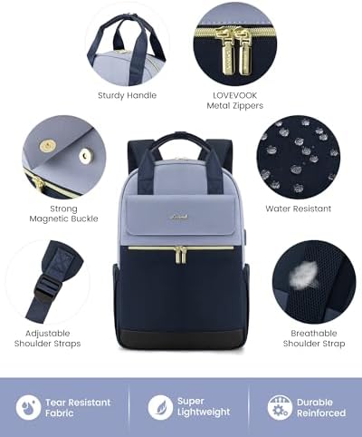 418vldnonsl. ac .jpg LOVEVOOK Damen Rucksack, 15,6 Zoll Laptop Schulrucksack, Wasserdicht, Reiserucksack, Beige OEKO-TEX STANDARD 100