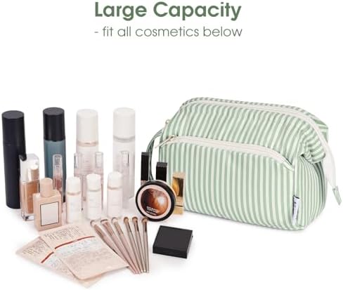 418y59e5pll. ac 1.jpg Narwey Minzgrün Kulturtasche Damen Reise Make-up-Tasche Weit Offene Tasche Kosmetiktasche