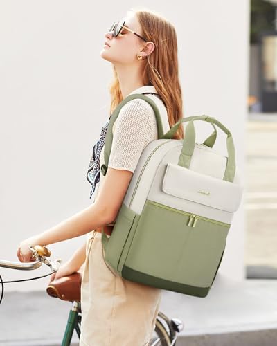 4194zflit8l. ac .jpg LOVEVOOK Damen Rucksack, 15,6 Zoll Laptop Schulrucksack, Wasserdicht, Reiserucksack, Beige OEKO-TEX STANDARD 100