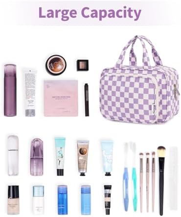 419dc8b wdl. ac .jpg Narwey Damen Waschtasche Groß & Kosmetiktasche für Herren & Kinder (Kleine Graublaue Blume)