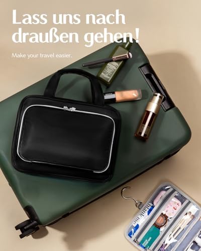 419oeic2u6l. ac .jpg Chakipee Wasserdichte Reisekulturbeutel zum Aufhängen für Damen – Leichte Waschtasche mit Klarfenster, Ideal für Make-up