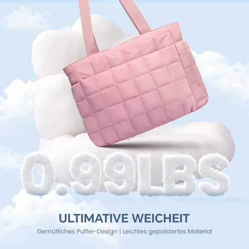 419blrmymal. ac .jpg Befen Puffer Tote Bag Damen Groß Handtasche Sporttasche Tragbare Laptoptasche 15,6 Zoll mit Reißverschluss für Reisen, S