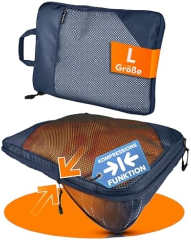 41a3pb5rtrl. ac .jpg Travely Kompression Packwürfel - 8-teiliges Set - Packwürfel für Reise und Rucksack - Kompressionsbeutel als Kofferorgan