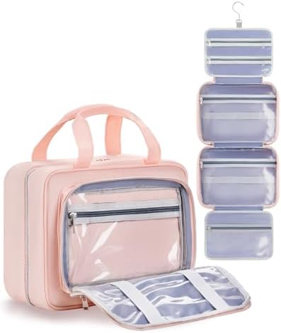 41aehwpibgl. ac .jpg Chakipee Wasserdichte Reisekulturbeutel zum Aufhängen für Damen – Leichte Waschtasche mit Klarfenster, Ideal für Make-up