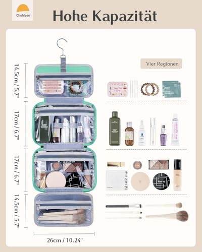 41aoytzdyl. ac .jpg Chakipee Wasserdichte Reisekulturbeutel zum Aufhängen für Damen – Leichte Waschtasche mit Klarfenster, Ideal für Make-up
