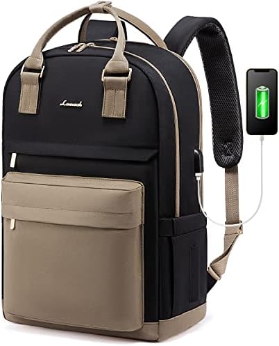 41absgp6mpl. ac .jpg Laptop Schulrucksack LOVEVOOK Damen Wasserabweisend Eleganter Schultasche für Schule Uni Reise Khaki Beige