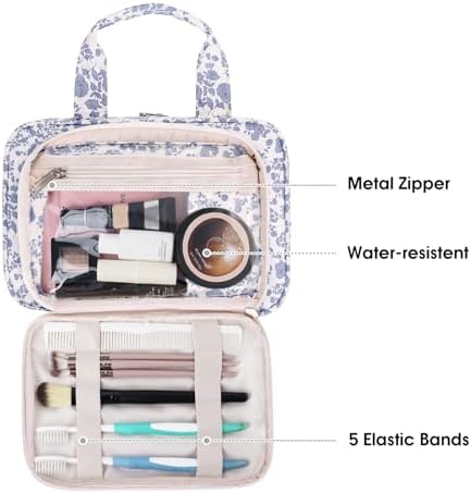 41ao3wago7l. ac .jpg Narwey Damen Waschtasche Groß & Kosmetiktasche für Herren & Kinder (Kleine Graublaue Blume)