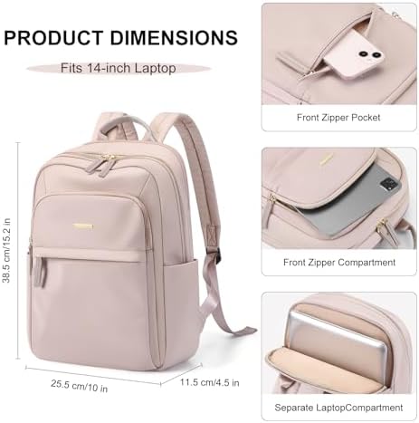41arfte0fll. ac .jpg GOLF QUALITY Damen Schultasche Laptop Rucksack 14 Zoll für Schule und Arbeit mit>Notebookfach 11.3 L Reisegeeignet