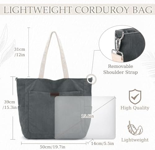 41b b rj3ol. ac .jpg Chase Chic Cord Tasche Große Shopper Tasche Damen Laptoptasche Handtasche für Arbeit und Schule mit Riemen