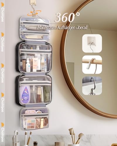 41b6b6mt61l. ac .jpg Chakipee Wasserdichte Reisekulturbeutel zum Aufhängen für Damen – Leichte Waschtasche mit Klarfenster, Ideal für Make-up