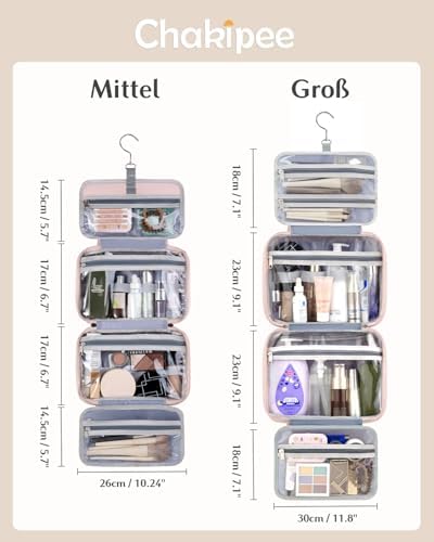 41blrdsq 9l. ac .jpg Chakipee Wasserdichte Reisekulturbeutel zum Aufhängen für Damen – Leichte Waschtasche mit Klarfenster, Ideal für Make-up