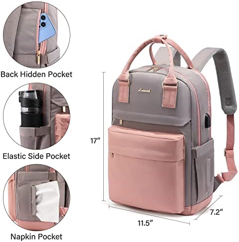 41c kmjjapl. ac .jpg Laptop Schulrucksack LOVEVOOK Damen Wasserabweisend Eleganter Schultasche für Schule Uni Reise Khaki Beige