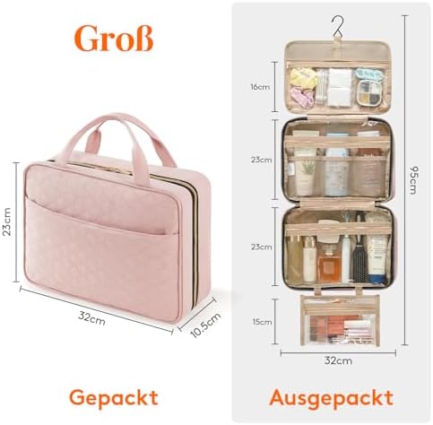 41c2gckxkl. ac .jpg Lifewit Reise Kulturbeutel Damen zum Aufhängen mit Organizer Funktion Groß Pink Recycled Claim Standard 100