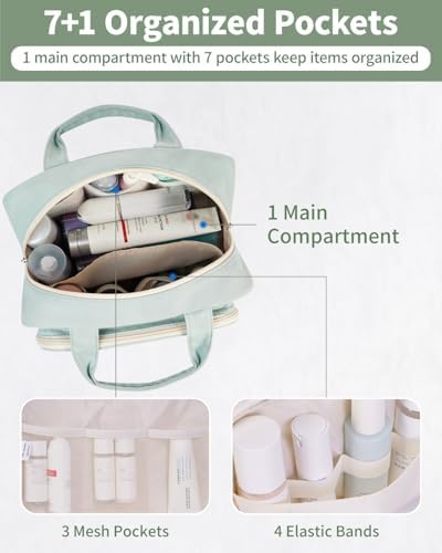 41c9gpzweml. ac .jpg Narwey Damen Waschtasche Groß & Kosmetiktasche für Herren & Kinder (Kleine Graublaue Blume)