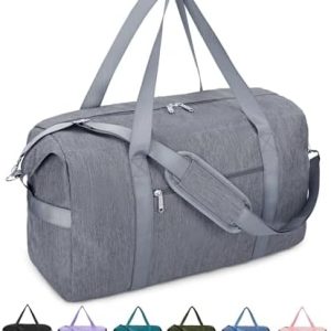 Narwey Handgepäck Tasche Groß Reisetasche Damen Weekender Bag Sporttasche Herren Handgepäck Koffer 40L (grau)