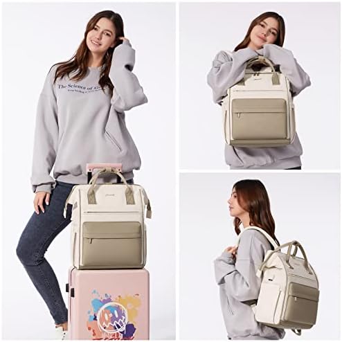 41clhk7i24l. ac .jpg LVOOK Rucksack Damen 15,6 Zoll Laptop Schulrucksack Wasserdicht mit USB & Laptopfach, ideal für Arbeit, Schule & Uni, Re