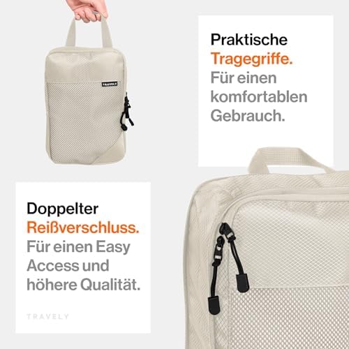 41csf7dtd8l. ac .jpg Travely Kompression Packwürfel - 8-teiliges Set - Packwürfel für Reise und Rucksack - Kompressionsbeutel als Kofferorgan