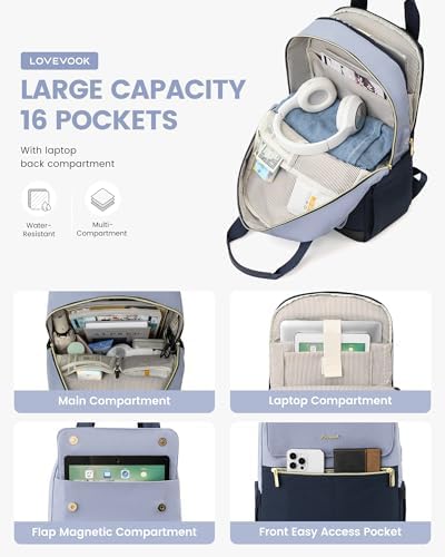 41d4sdesonl. ac .jpg LOVEVOOK Damen Rucksack, 15,6 Zoll Laptop Schulrucksack, Wasserdicht, Reiserucksack, Beige OEKO-TEX STANDARD 100