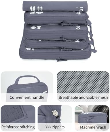 41d7pnn0ull. ac .jpg ECOHUB 5 Teilige Kompression Koffer Organizer Set für Reiseglobalrecyclemax