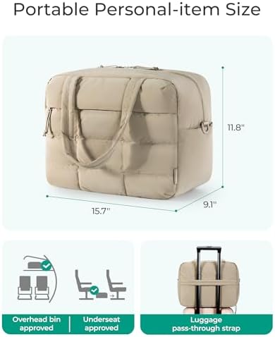 41drv5x1il. ac .jpg BagSmart Wasserabweisende Puffer Reisetasche für Damen zum Weekender und Sport | BagSmart kleine Sporttasche mit Schuhf