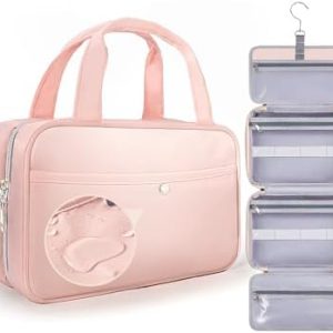 Chakipee Wasserdichte Reisekulturbeutel zum Aufhängen für Damen – Leichte Waschtasche mit Klarfenster, Ideal für Make-up