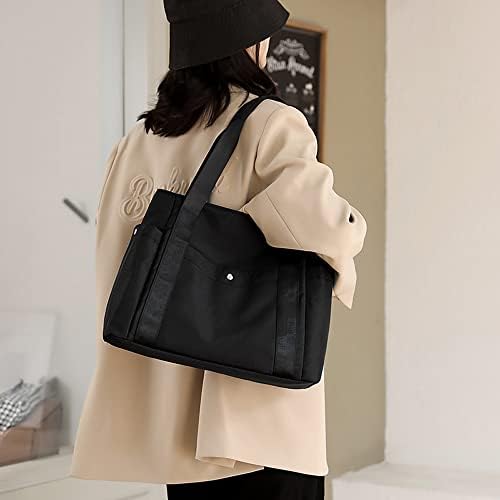 41egarrjk9l. ac .jpg JIANLINST Schwarz Lässige Schultertasche Damen Handtasche Multi-Pocket Tote Henkeltasche Shopper