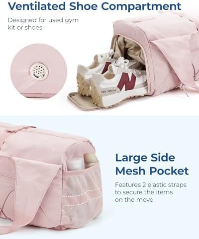 41emtvbzvbl. ac .jpg Bagsmart Sporttasche für Damenaktiv mit Schuhfach, Weekender und Wasserschutz für Workoutraum Yogatrainings, Kamel