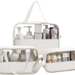 Larfraecy Transparente Reise-Kulturbeutel für Damen und Herren, wasserdicht, PVC, Kosmetiktasche, Make-up-Tasche, Flugha