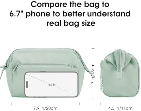 41f0is7glql. ac 1.jpg Narwey Minzgrün Kulturtasche Damen Reise Make-up-Tasche Weit Offene Tasche Kosmetiktasche