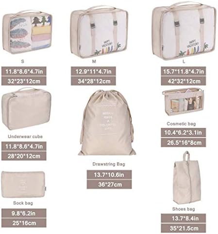 41fcxumm1gl. ac .jpg LSLANSOON Reiseverpackung für Beige Reisewürfel - leicht und faltbar, perfektes Gepäckaufbewahrungset für Touristen (Bei