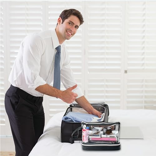 41fikune4ql. ac .jpg BUTLERBELL Transparenter Kulturbeutel | Bliktdicht | Reisegepäck-Damen & Herren (Schwarz) | Flüssigkeiten transportieren