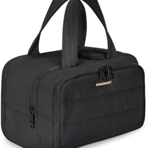BAGSMART Reise Kulturbeutel Damen, Groszer Toiletry Bag mit Griff, Schwarz, für Frauen, Weit Geöffnet für Make up Organi