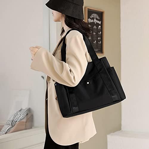 41fmhv4irdl. ac .jpg JIANLINST Schwarz Lässige Schultertasche Damen Handtasche Multi-Pocket Tote Henkeltasche Shopper