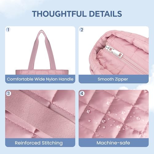 41fst3hrxkl. ac .jpg Befen Puffer Tote Bag Damen Groß Handtasche Sporttasche Tragbare Laptoptasche 15,6 Zoll mit Reißverschluss für Reisen, S